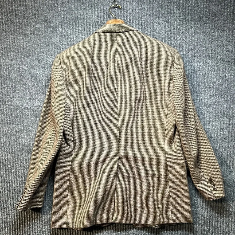 Polo Ralph Lauren Tweed Blazer Jacket Mens Size 40‎ Reg Brown Made In USA